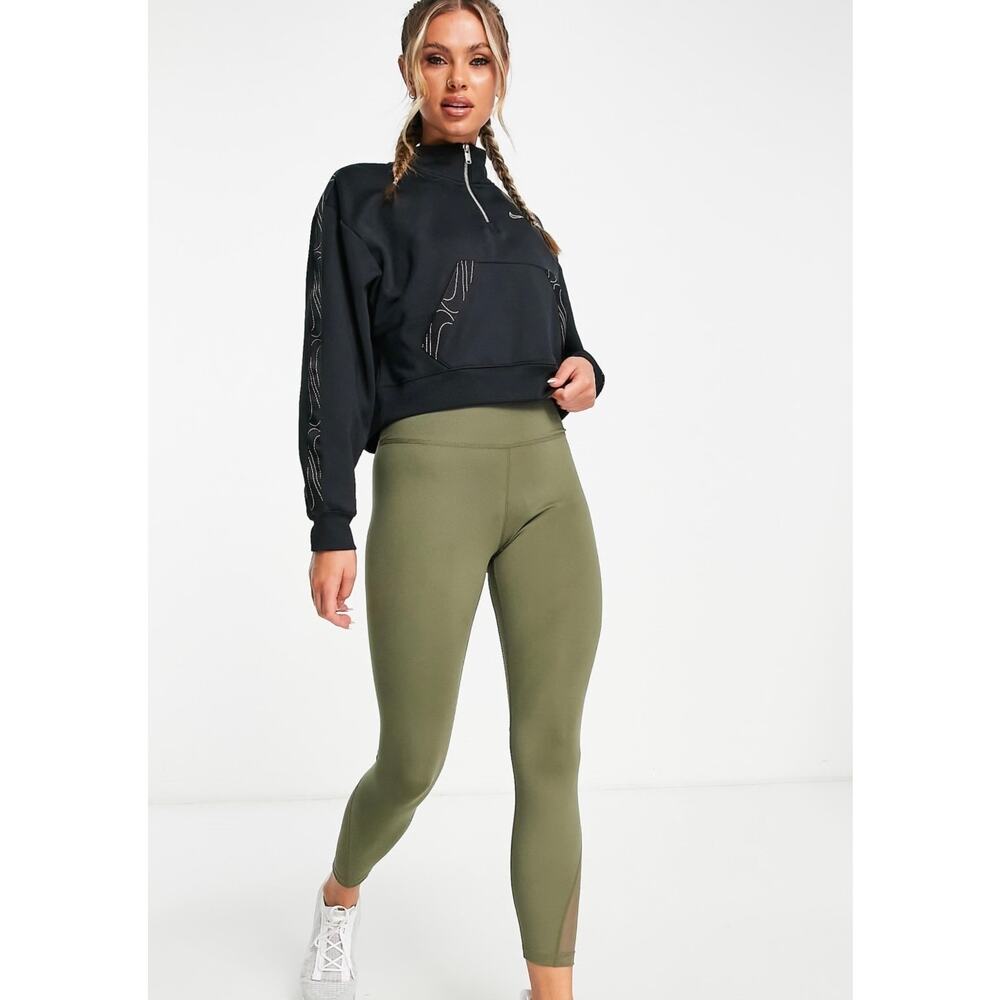 Nike Training Therma-FIT  cropped half zip sweatshirt in black women Sz Med NWT